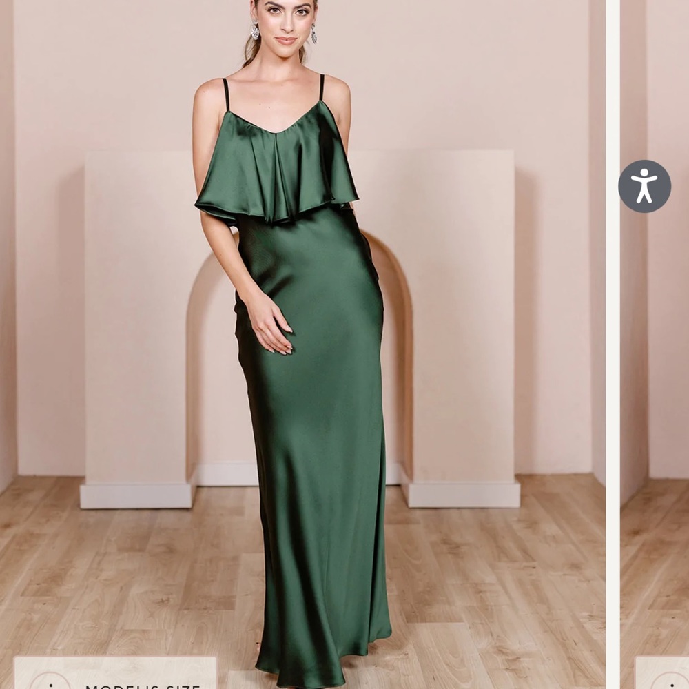 Revelry Riley Convertible Satin Bridesmaids Dress color CHAMPAGNE (not green)